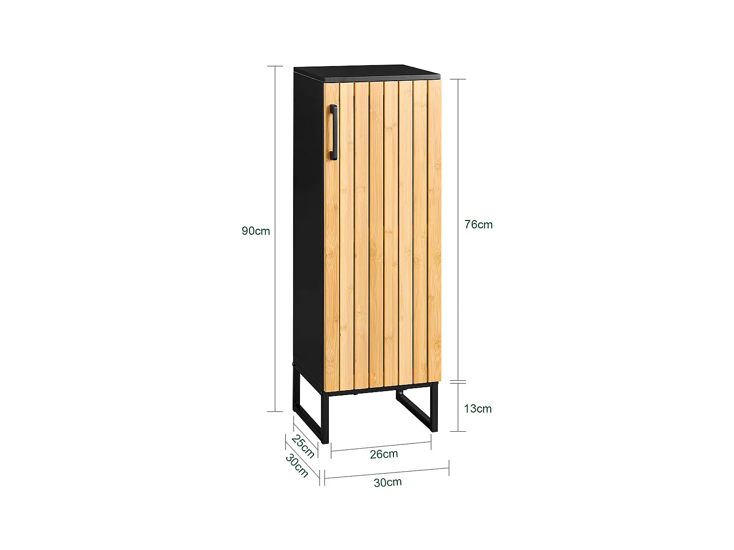 SoBuy BZR203-SCH - Meuble de salle de bain en bambou avec étagères réglables W30xW30xD30xH30...
