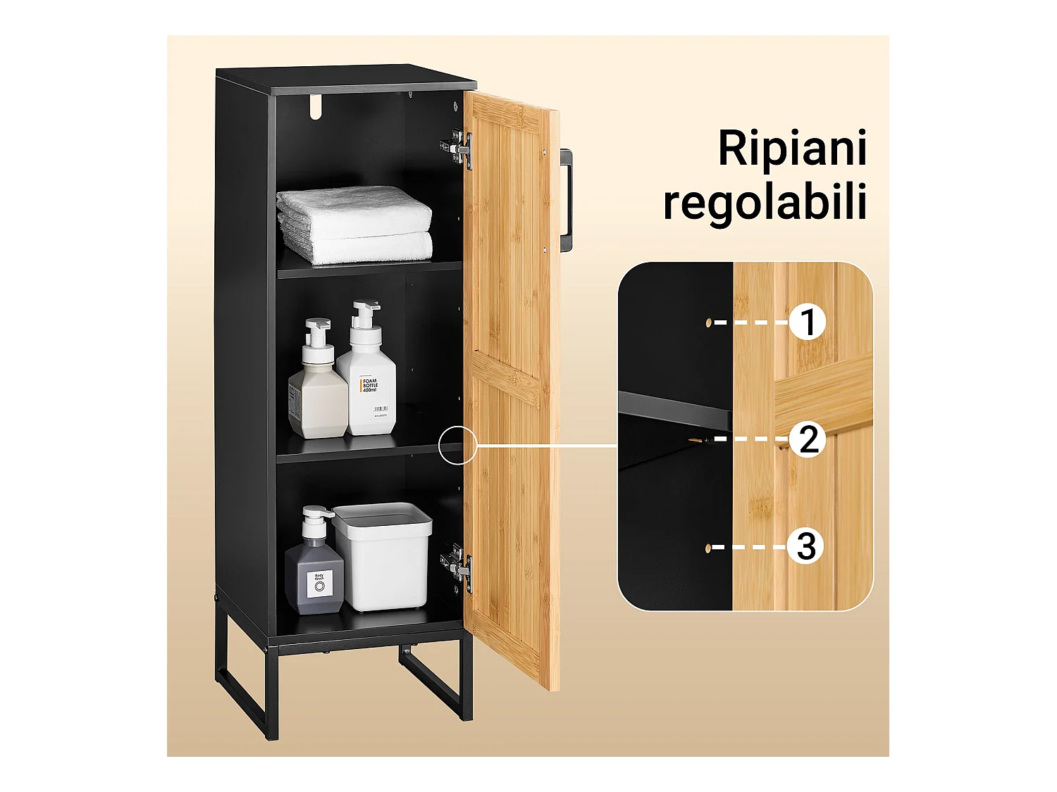 SoBuy BZR203-SCH - Meuble de salle de bain en bambou avec étagères réglables W30xW30xD30xH30...