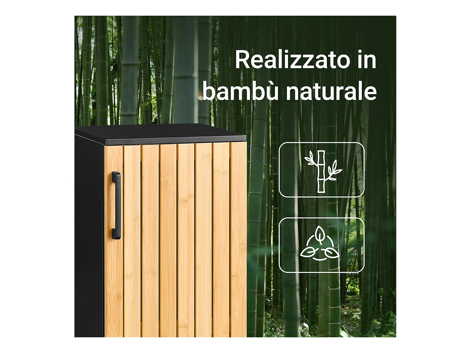 SoBuy BZR203-SCH - Meuble de salle de bain en bambou avec étagères réglables W30xW30xD30xH30...