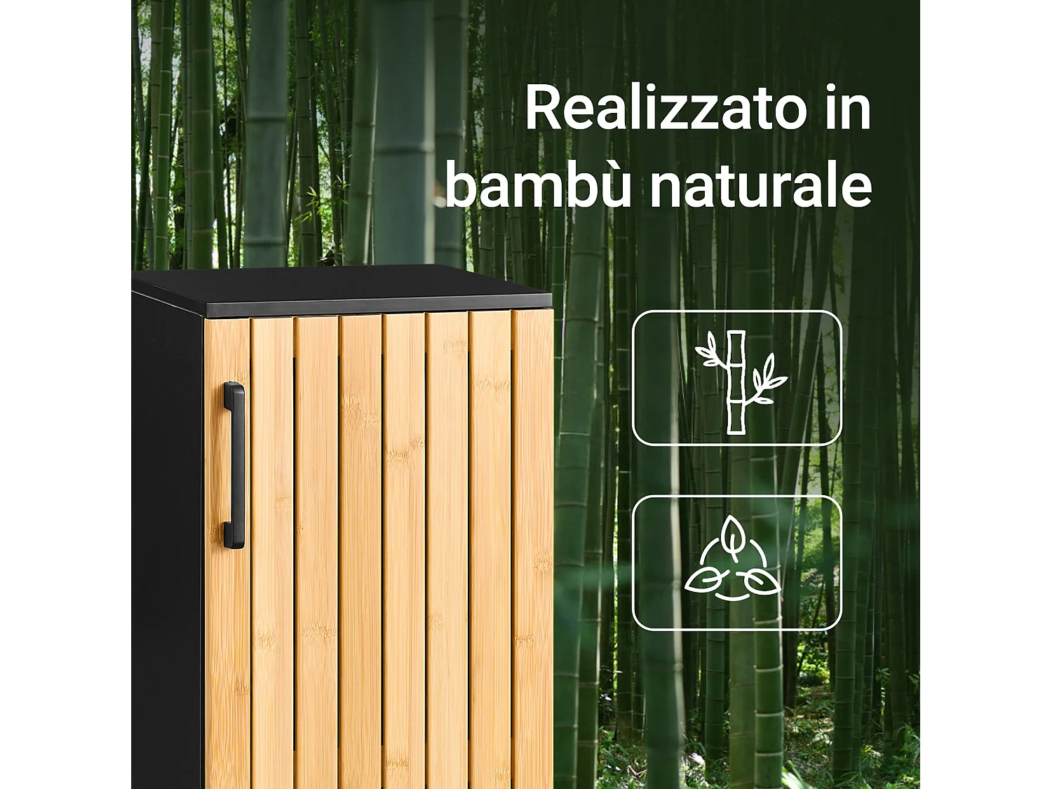 SoBuy BZR203-SCH - Meuble de salle de bain en bambou avec étagères réglables W30xW30xD30xH30...