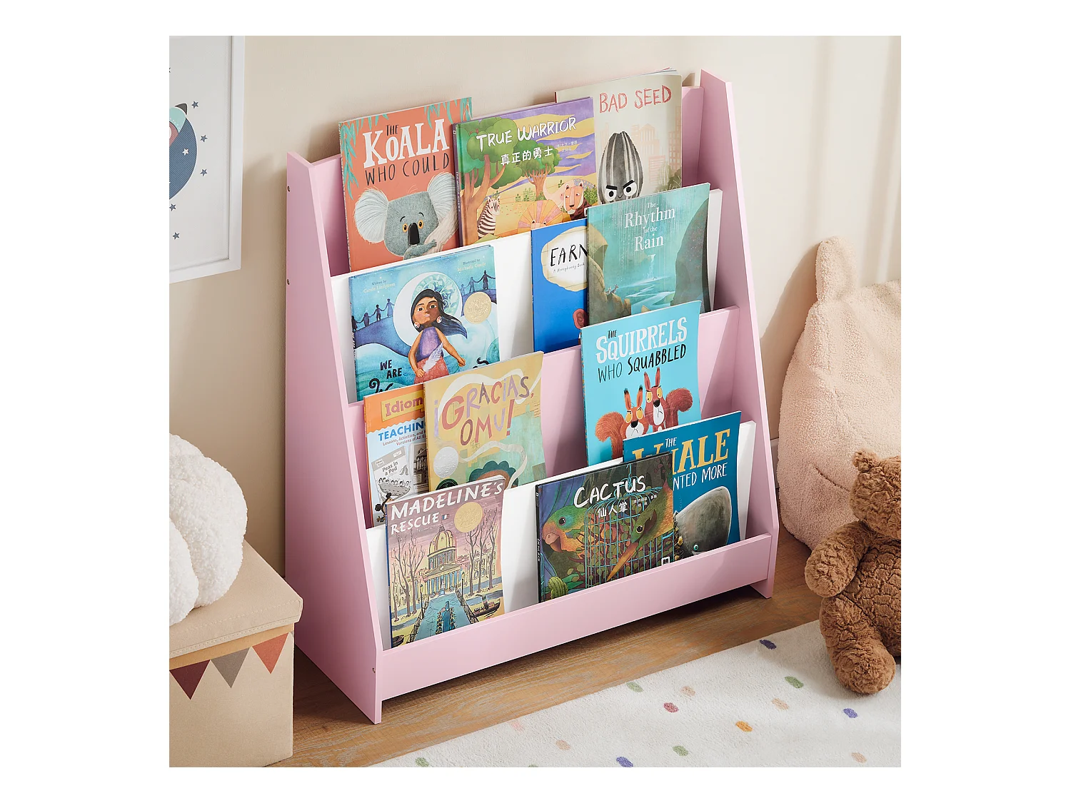 SoBuy KMB32-P - Montessori boekenkast met 4 vakken L80cm x B30cm x H88cm