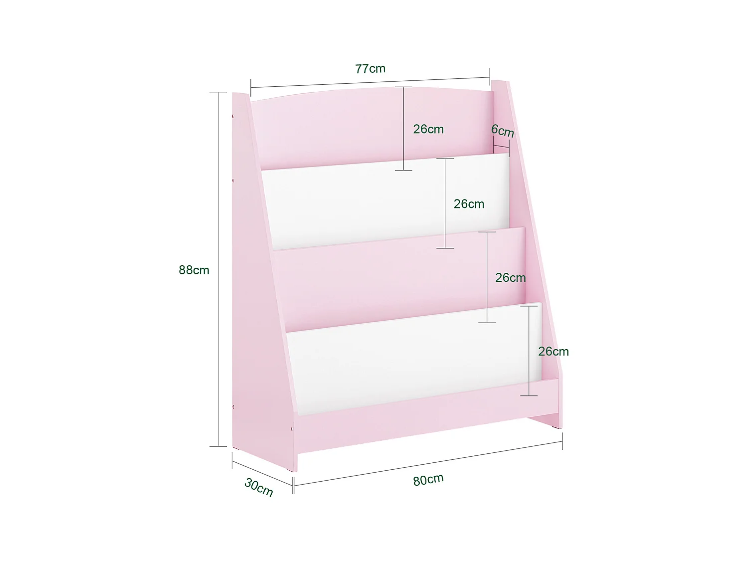 SoBuy KMB32-P - Montessori boekenkast met 4 vakken L80cm x B30cm x H88cm
