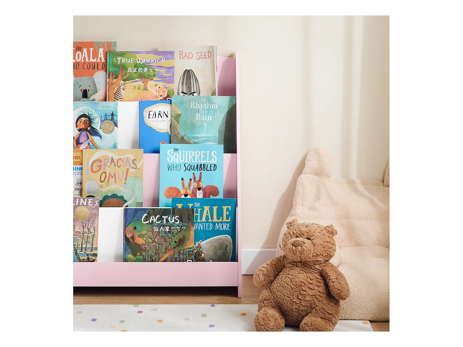 SoBuy KMB32-P - Montessori boekenkast met 4 vakken L80cm x B30cm x H88cm