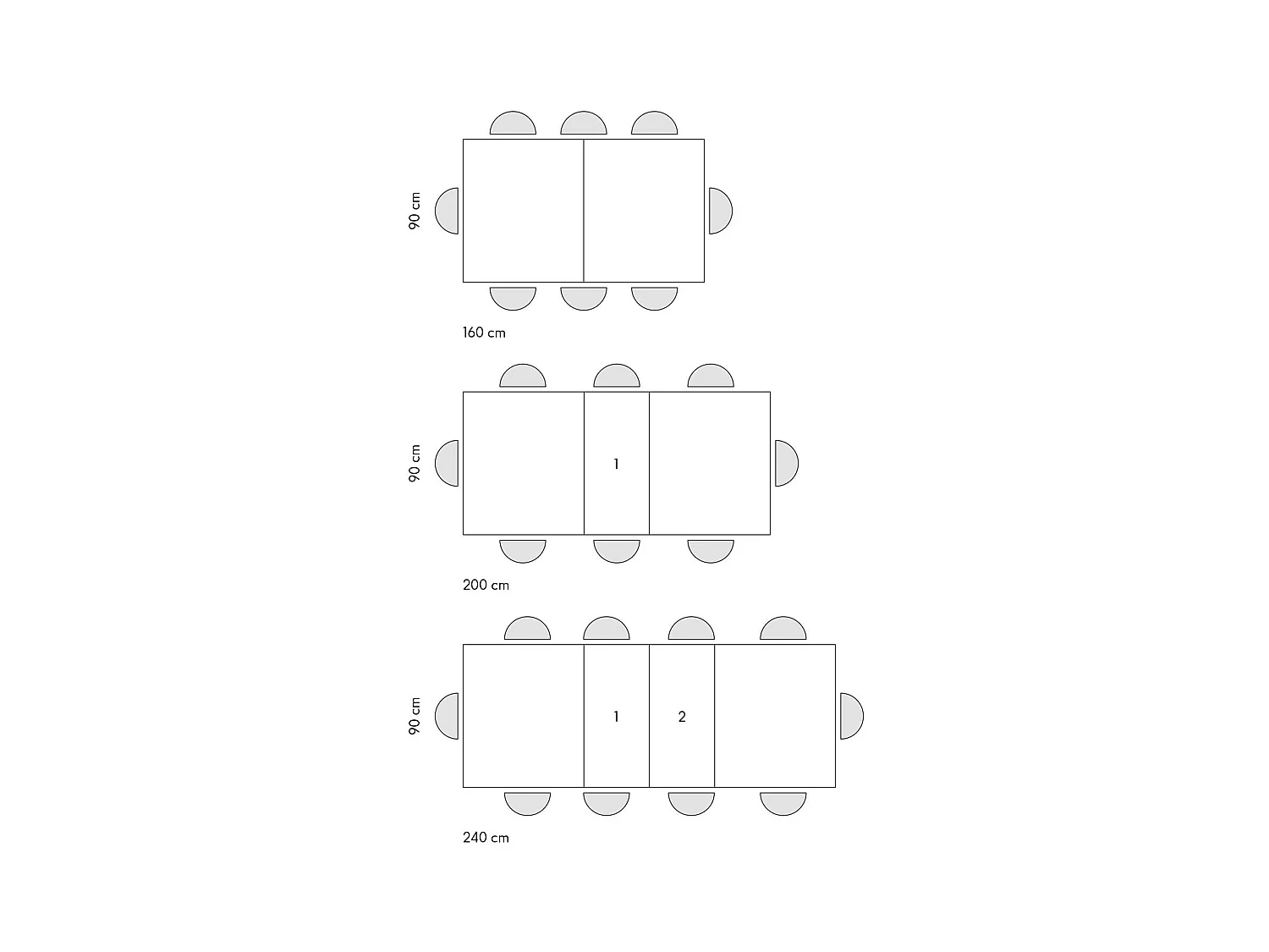 Table en bois, finition blanche, base en bois noir, extensible 160x90-240x90 - VULCANO