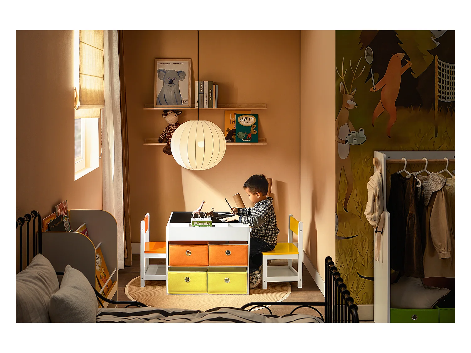 SoBuy KMB75-K-W - Table enfant avec rangement L60cm x L60cm x H50cm