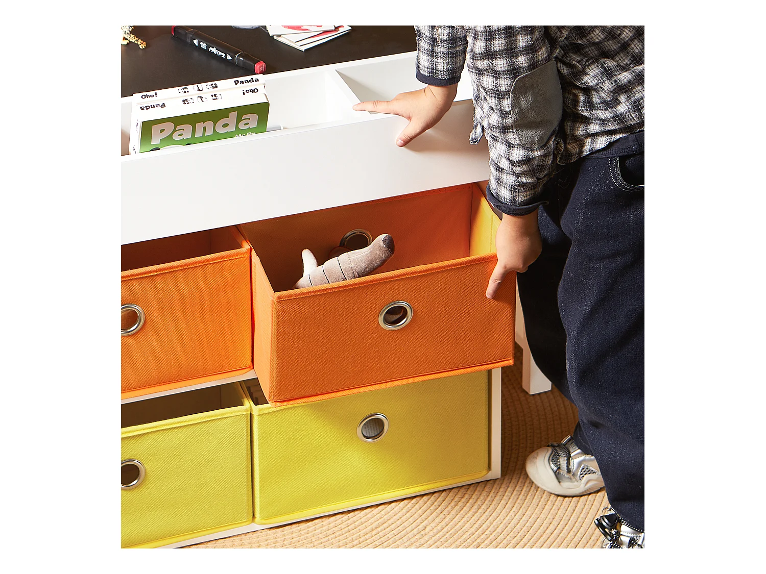 SoBuy KMB75-K-W - Table enfant avec rangement L60cm x L60cm x H50cm