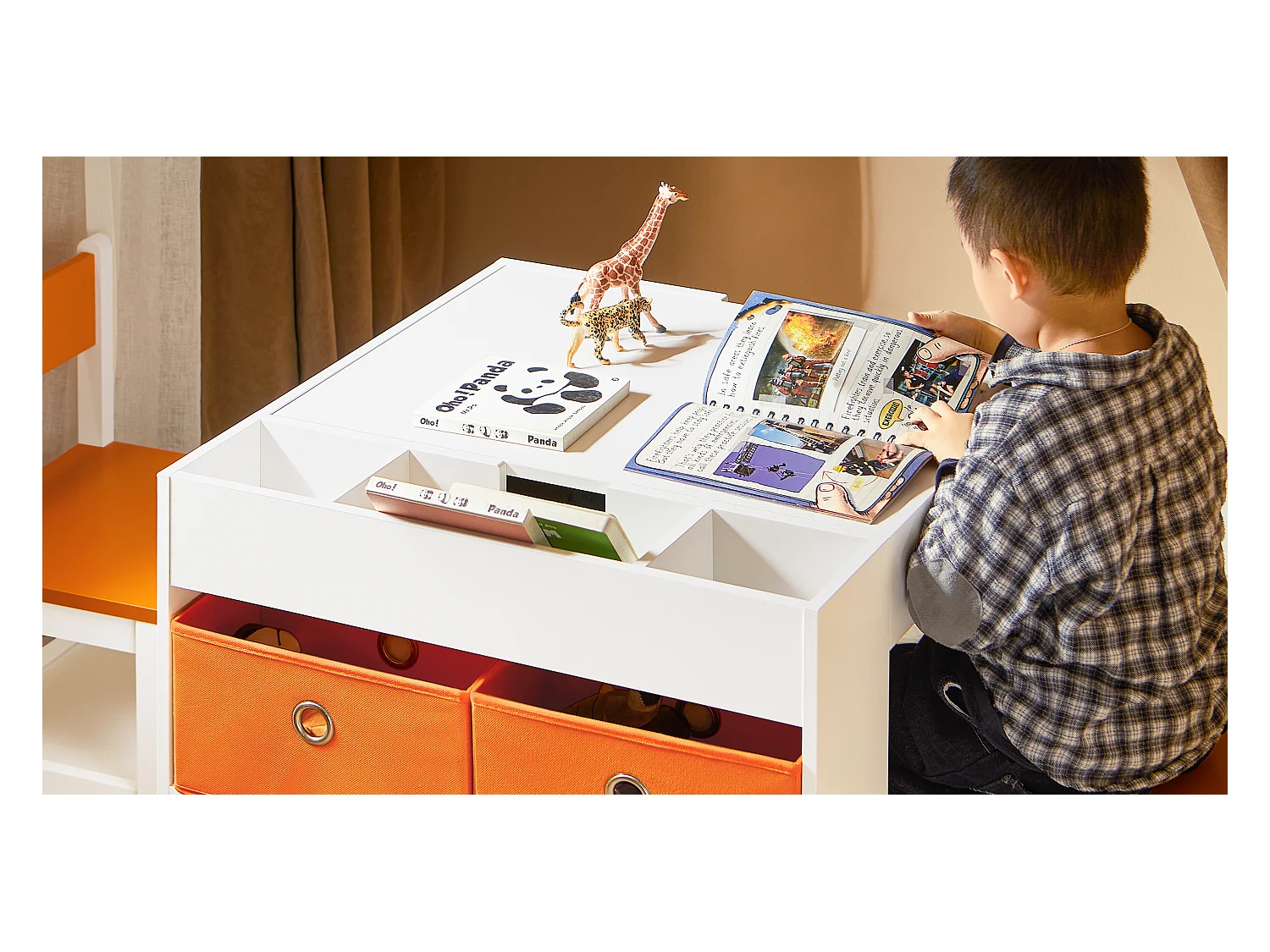 SoBuy KMB75-K-W - Table enfant avec rangement L60cm x L60cm x H50cm