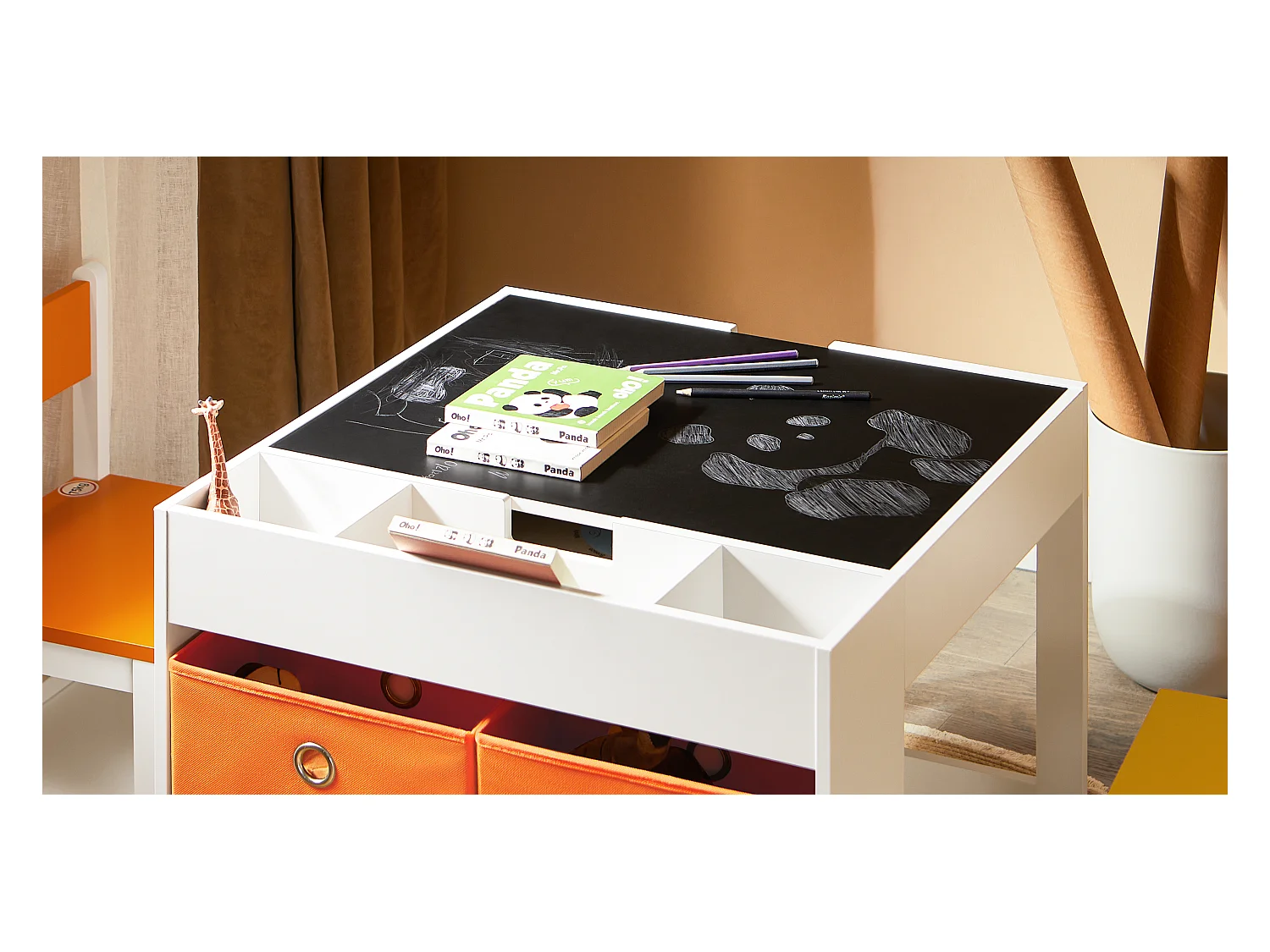 SoBuy KMB75-K-W - Table enfant avec rangement L60cm x L60cm x H50cm