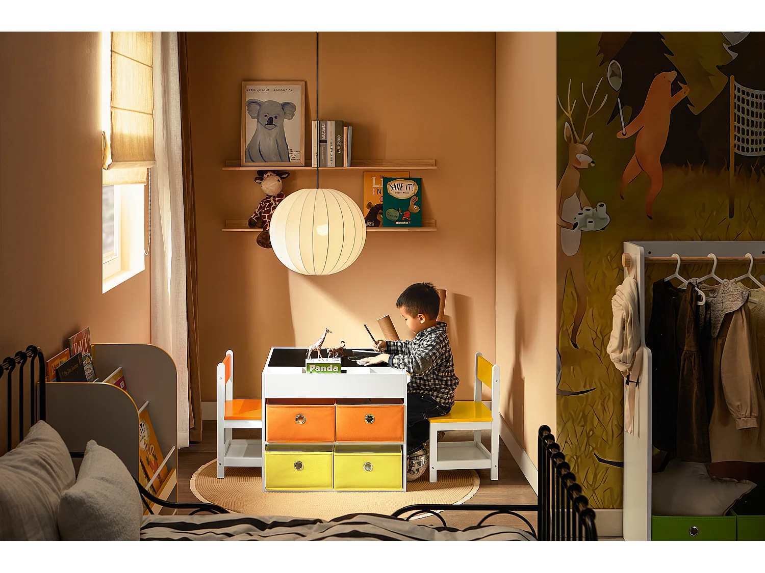 SoBuy KMB75-K-W - Table enfant avec rangement L60cm x L60cm x H50cm