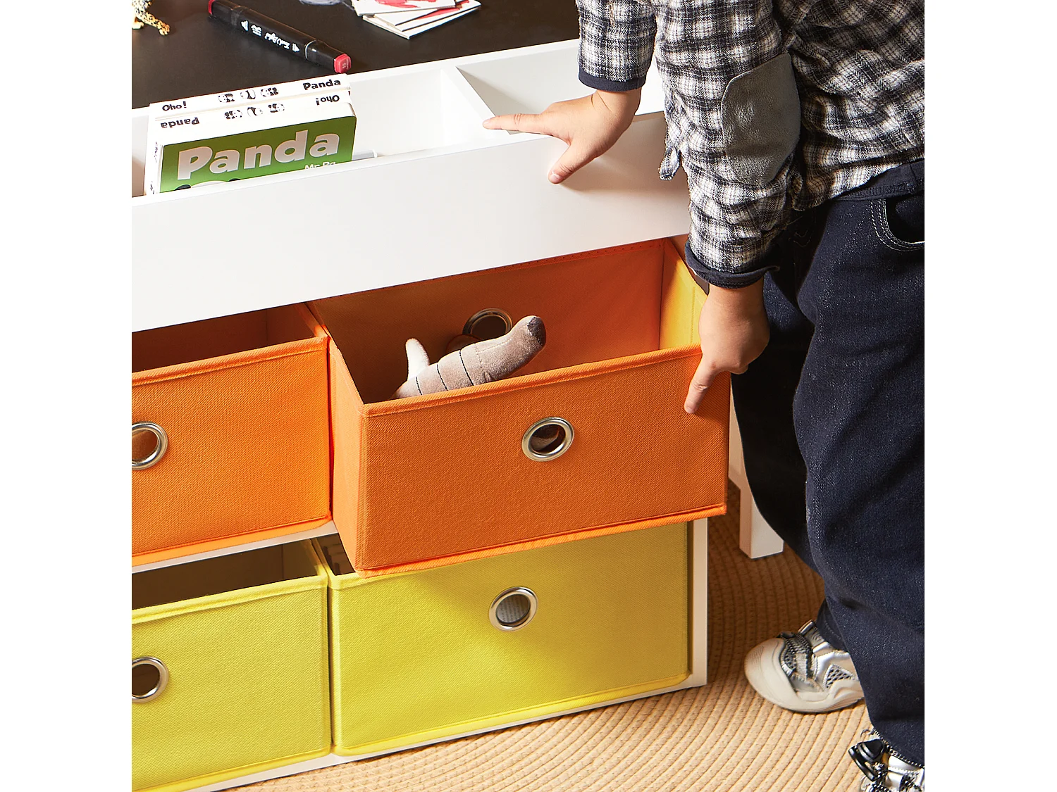 SoBuy KMB75-K-W - Table enfant avec rangement L60cm x L60cm x H50cm