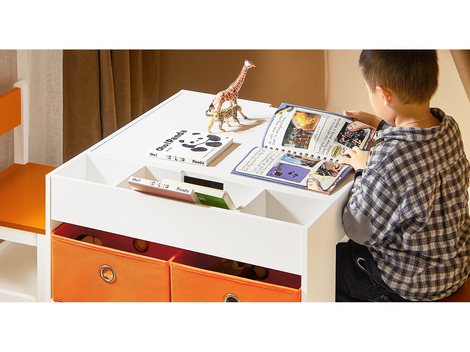 SoBuy KMB75-K-W - Table enfant avec rangement L60cm x L60cm x H50cm