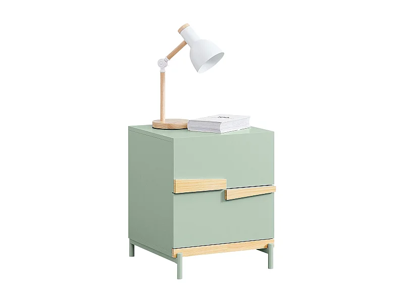 SoBuy Stolik nocny z 2 szufladami Stolik do salonu lub sypialni Zielony W40 x D44 x H49cm FBT164-GR