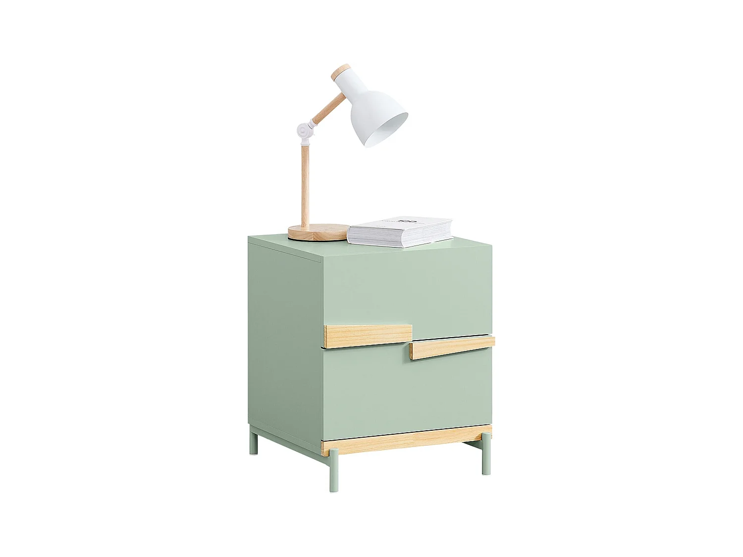 SoBuy FBT164-GR - Table de chevet avec 2 tiroirs Vert L40cm x L40cm x H49cm