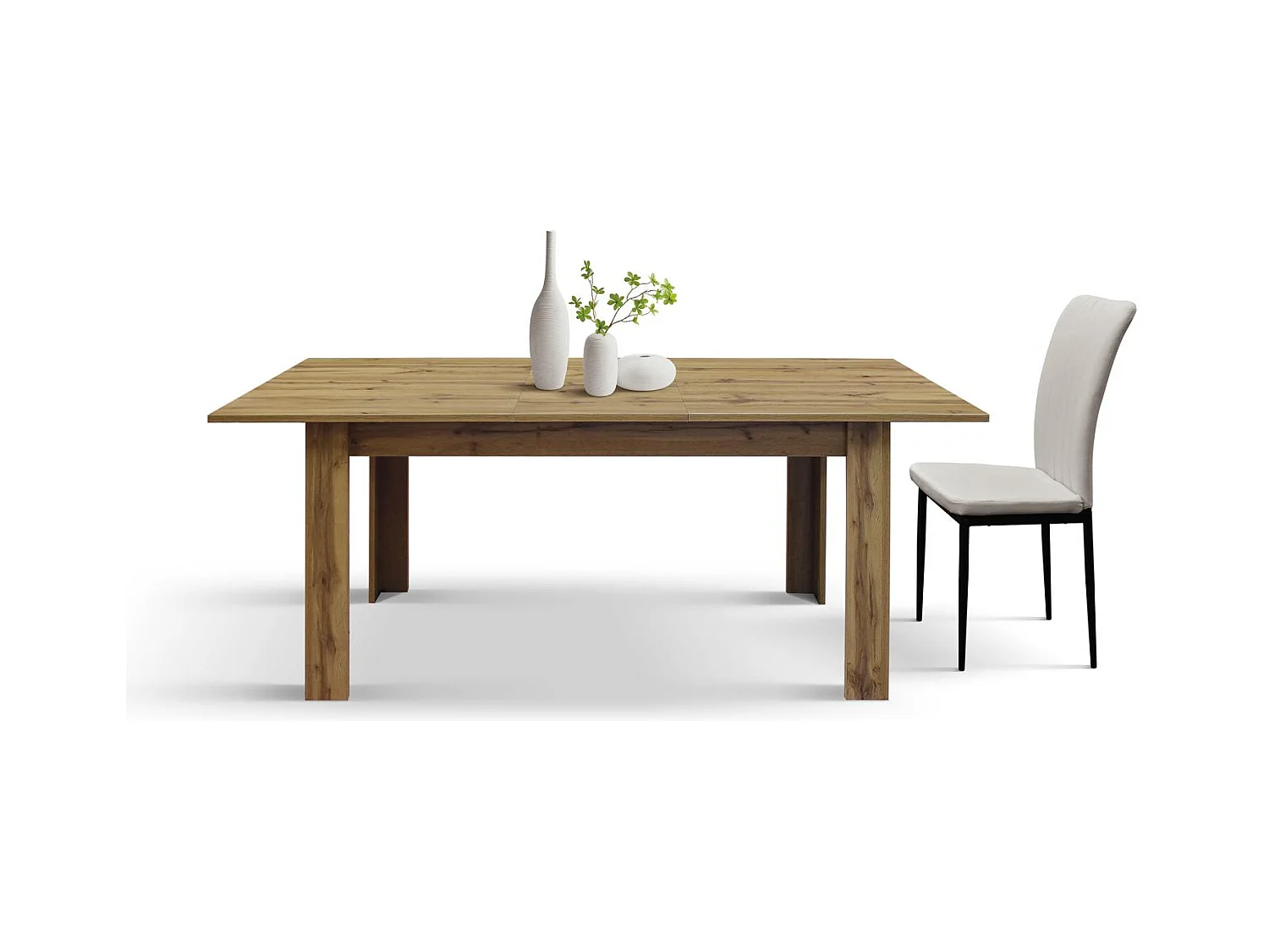 Table en bois, finition chêne rustique, extensible 140x80 cm - 180x80 cm - ZAGABRIA