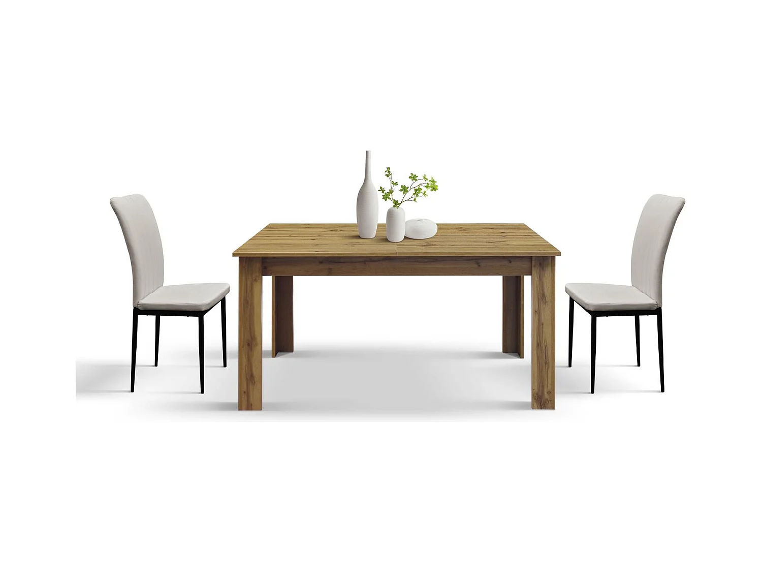Table en bois, finition chêne rustique, extensible 140x80 cm - 180x80 cm - ZAGABRIA