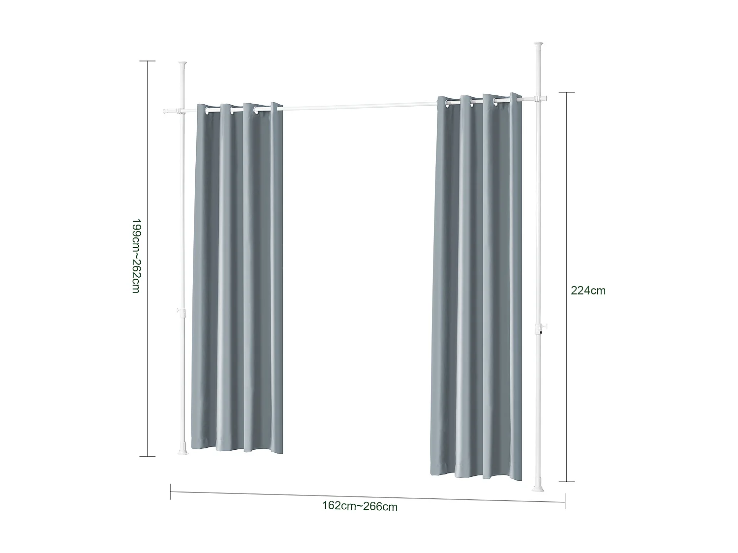 SoBuy KLS12-DG - Verstelbaar thermisch verduisteringsrolgordijn L162cm x B9cm x H200cm