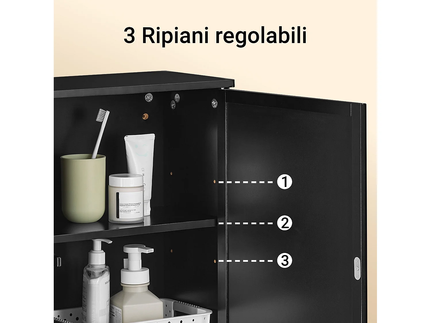 SoBuy BZR204-SCH - Badezimmer Wandschrank mit Spiegel und verstellbaren Ablagen L50cm x B20cm x H45cm