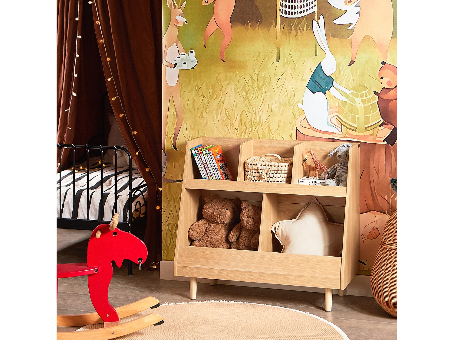 SoBuy KMB111-N - Bibliothèque Montessori pour enfants Naturel L86.5cm x L37cm x H76cm...