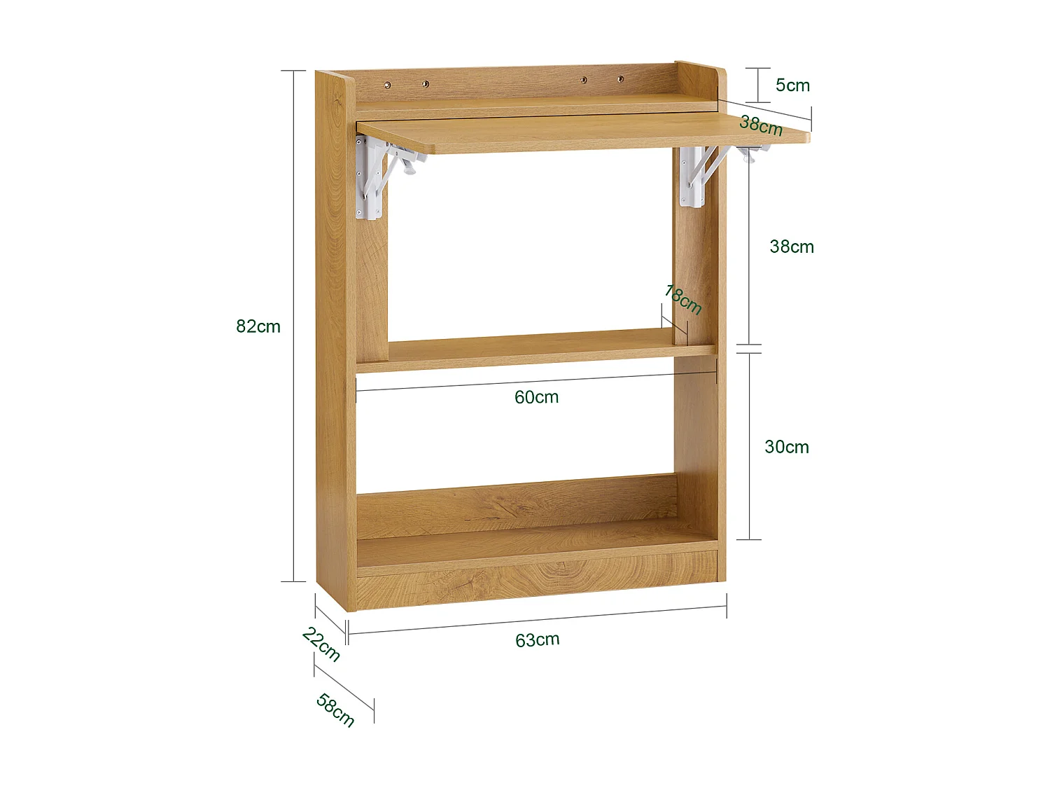 SoBuy FWT92-N - Opvouwbaar, ruimtebesparend bureau W63cm x B20cm x H82cm