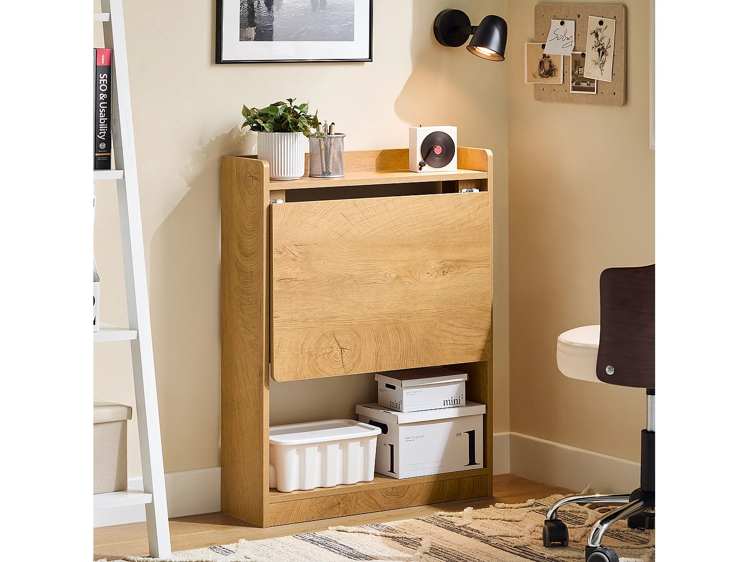 SoBuy FWT92-N - Opvouwbaar, ruimtebesparend bureau W63cm x B20cm x H82cm