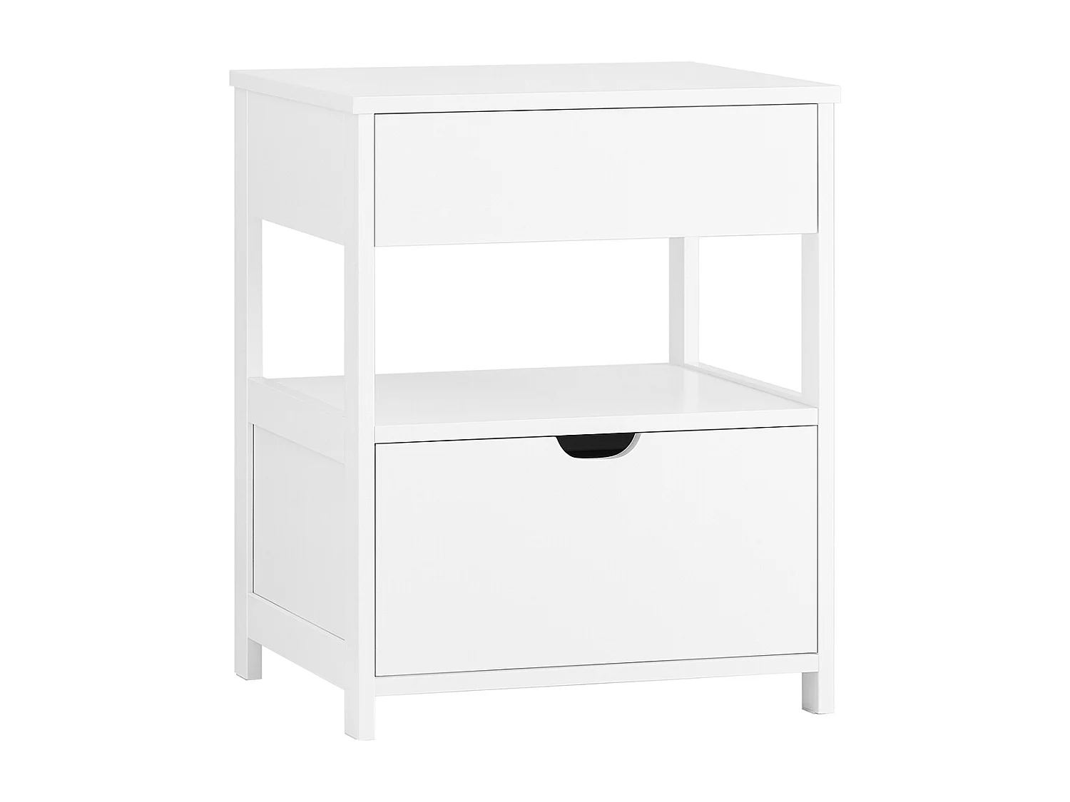 SoBuy FRG258-II-W - Table de chevet moderne avec 2 tiroirs blanc L45cm x L38cm x H55.5cm