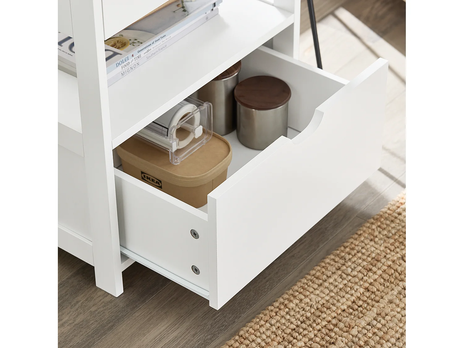 SoBuy FRG258-II-W - Table de chevet moderne avec 2 tiroirs blanc L45cm x L38cm x H55.5cm