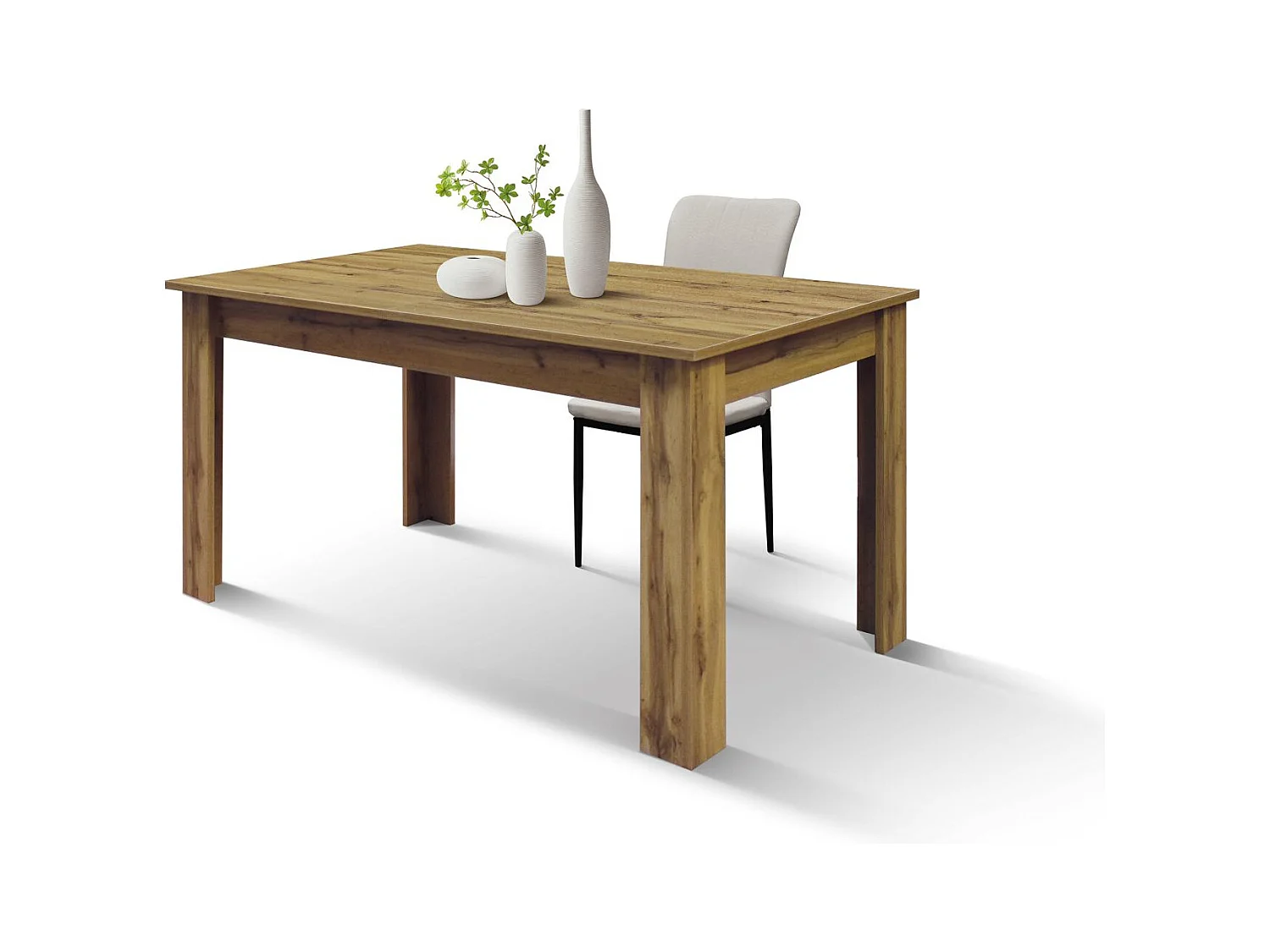 Table en bois, finition chêne rustique, extensible 120x80 cm - 160x80 cm - ZAGABRIA