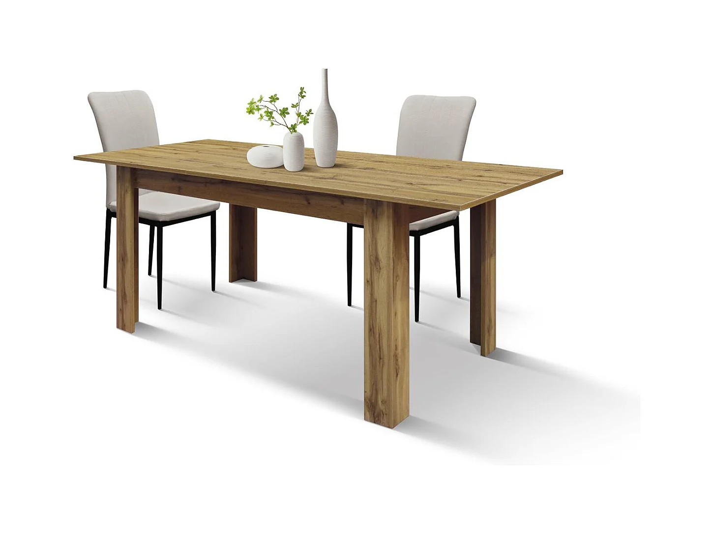 Table en bois, finition chêne rustique, extensible 120x80 cm - 160x80 cm - ZAGABRIA