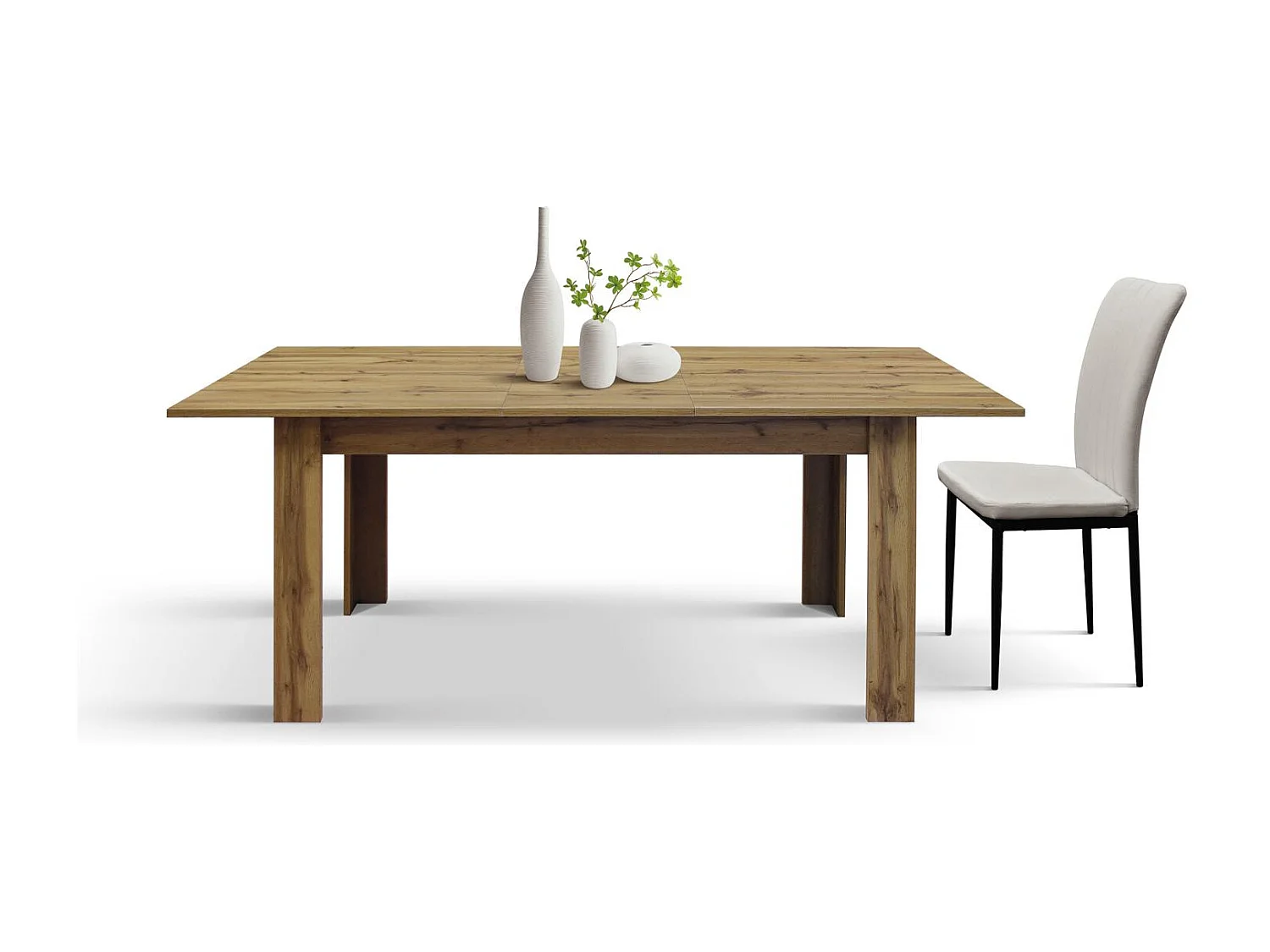 Mesa de madera, acabado roble rústico, extensible 120x80 cm - 160x80 cm - ZAGABRIA