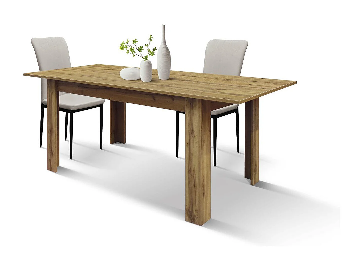 Mesa de madera, acabado roble rústico, extensible 120x80 cm - 160x80 cm - ZAGABRIA