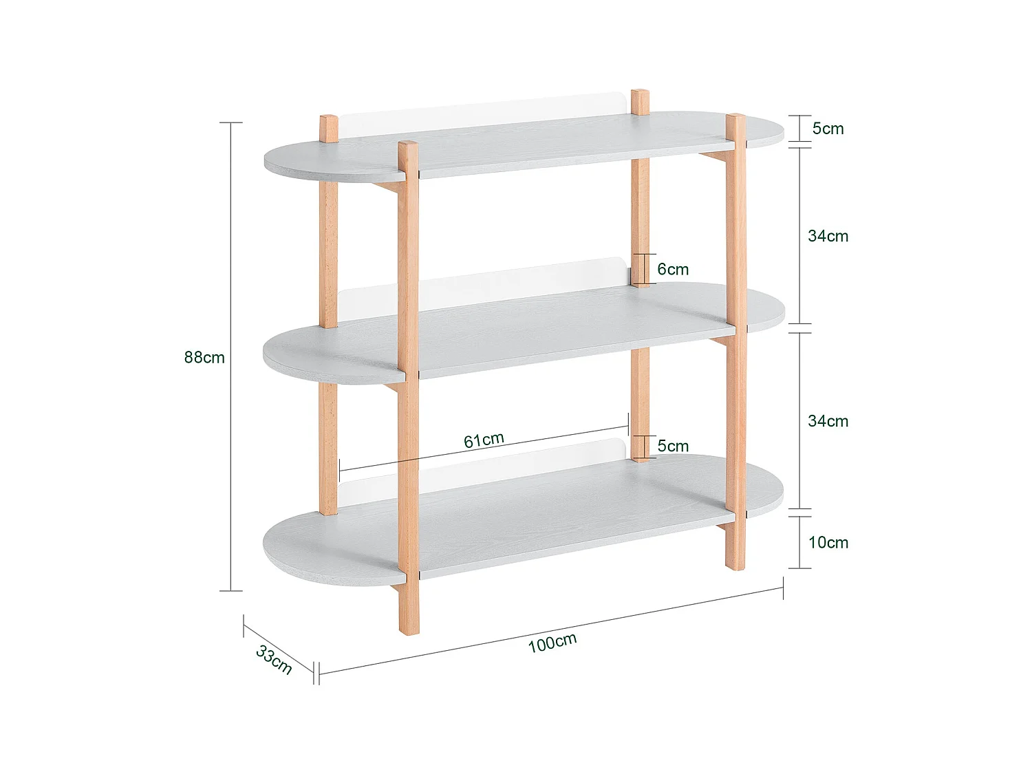 SoBuy HSTR01-H-HG - Etagère 3 étagères Gris L101cm x L33cm x H87.5cm