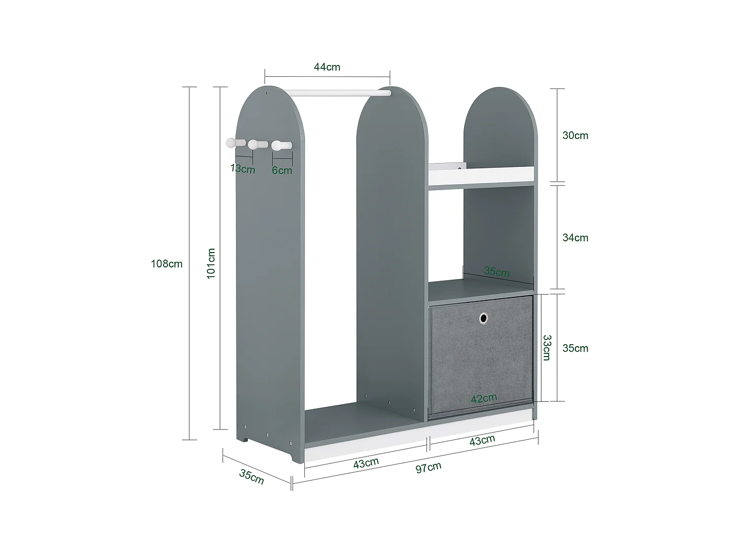 SoBuy Wieszak dziecięcy 97x35x108cm KMB40-HG
