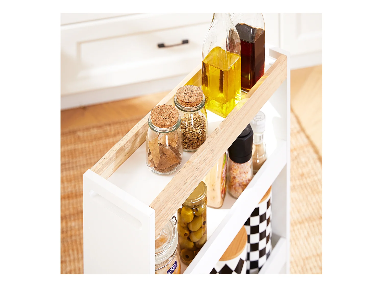 SoBuy NSR12-W - Chariot de cuisine/salle de bain peu encombrant avec 4 étagères L50cm x L14.5cm x H14.5cm...