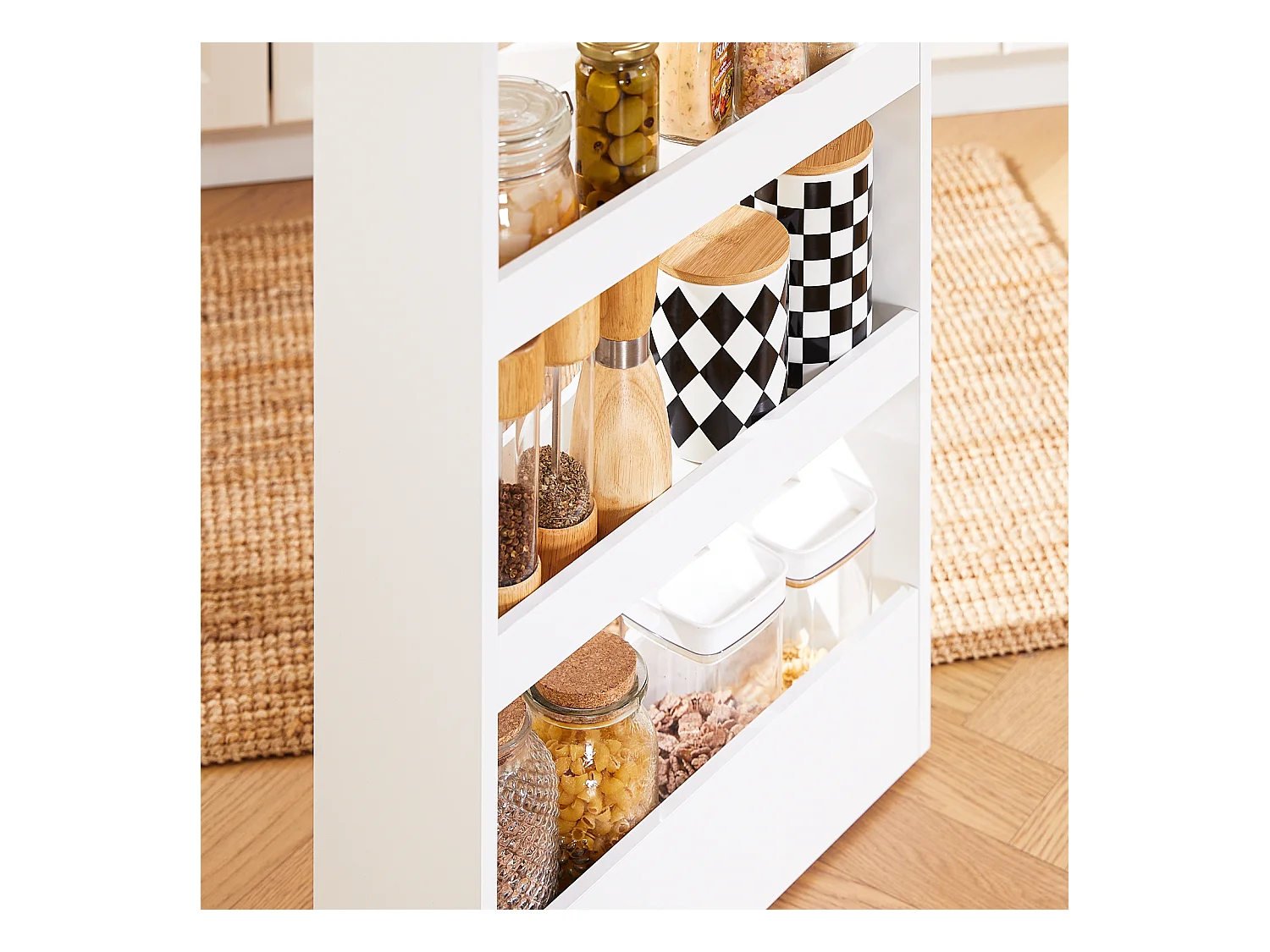 SoBuy NSR12-W - Chariot de cuisine/salle de bain peu encombrant avec 4 étagères L50cm x L14.5cm x H14.5cm...