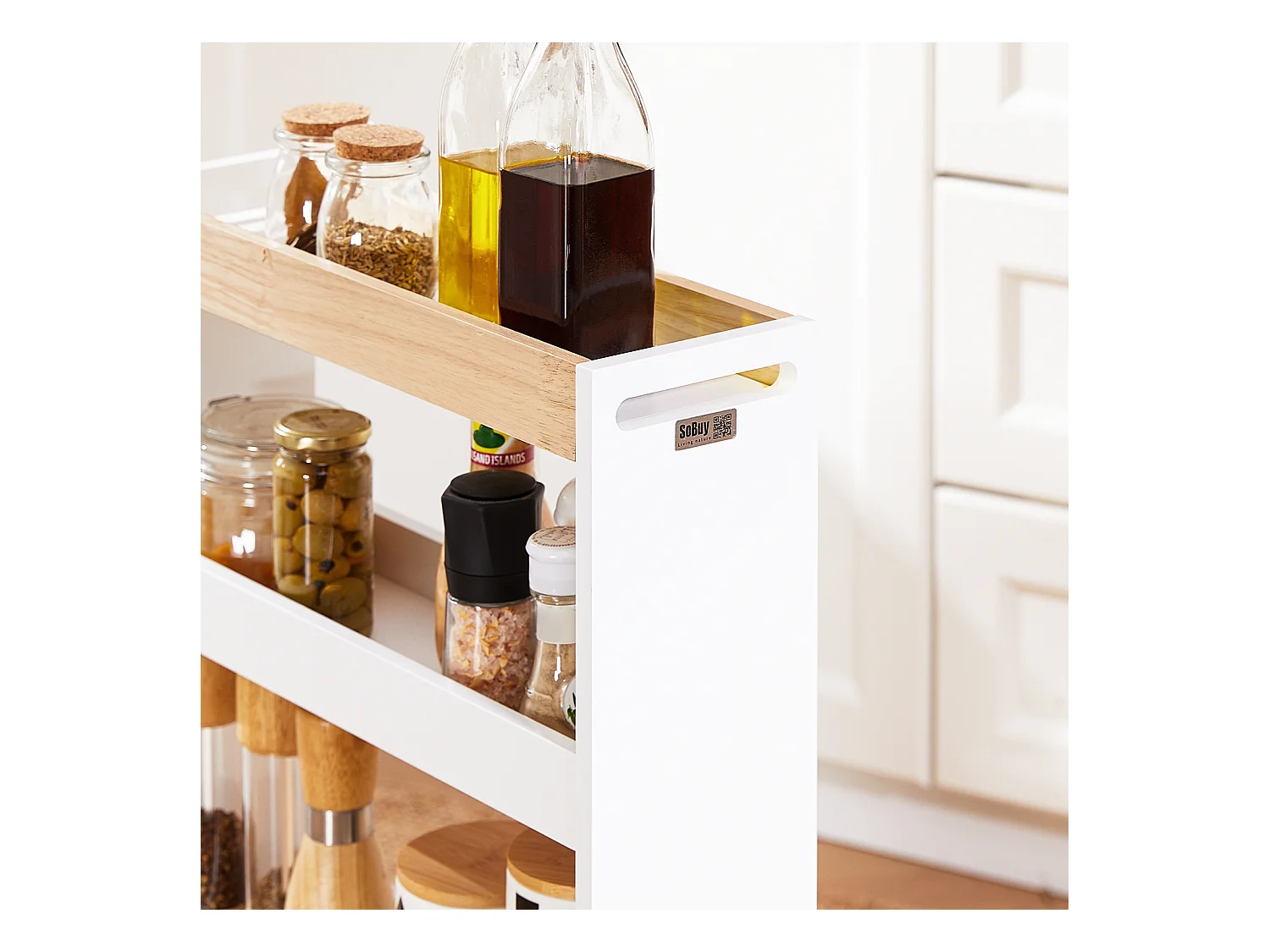 SoBuy NSR12-W - Chariot de cuisine/salle de bain peu encombrant avec 4 étagères L50cm x L14.5cm x H14.5cm...