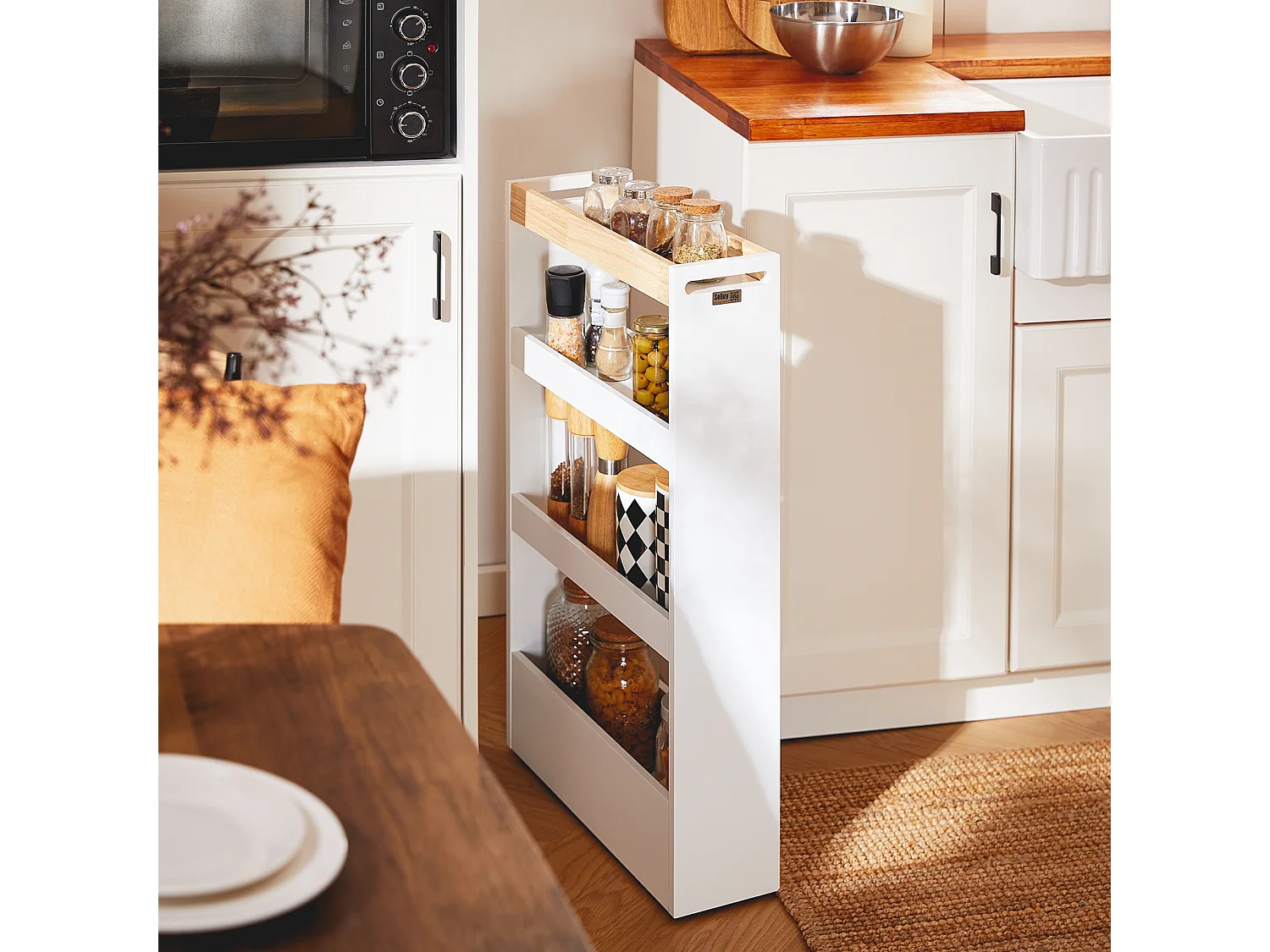 SoBuy NSR12-W - Chariot de cuisine/salle de bain peu encombrant avec 4 étagères L50cm x L14.5cm x H14.5cm...