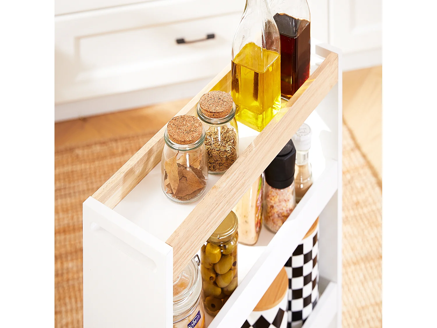 SoBuy NSR12-W - Chariot de cuisine/salle de bain peu encombrant avec 4 étagères L50cm x L14.5cm x H14.5cm...