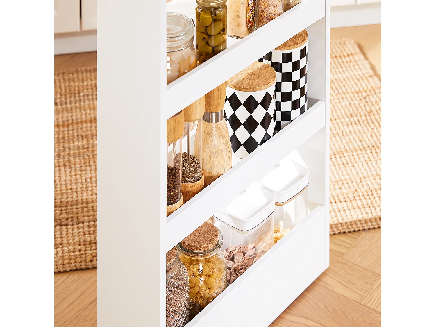 SoBuy NSR12-W - Chariot de cuisine/salle de bain peu encombrant avec 4 étagères L50cm x L14.5cm x H14.5cm...