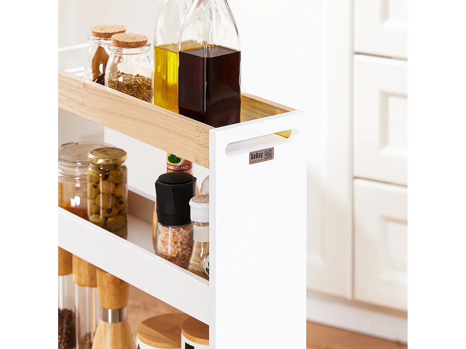 SoBuy NSR12-W - Chariot de cuisine/salle de bain peu encombrant avec 4 étagères L50cm x L14.5cm x H14.5cm...