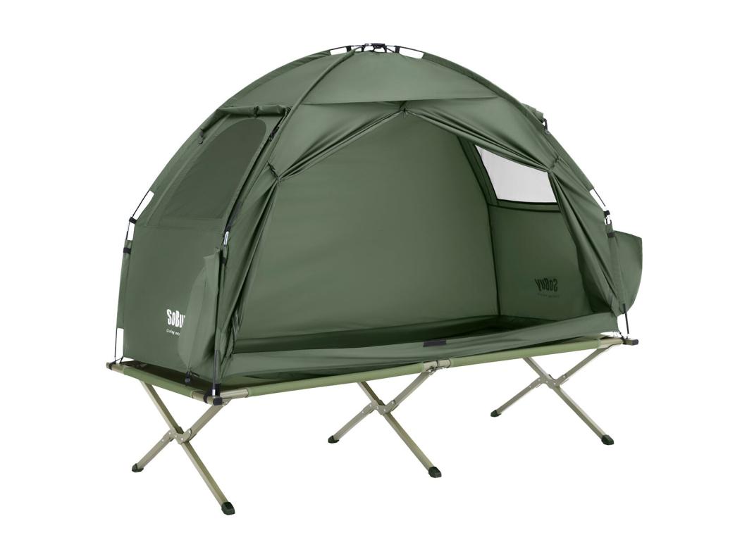 SoBuy OGS32-II-GR - 3-in-1 kampeertent met matras en zakken L193.5xB86xH161cm