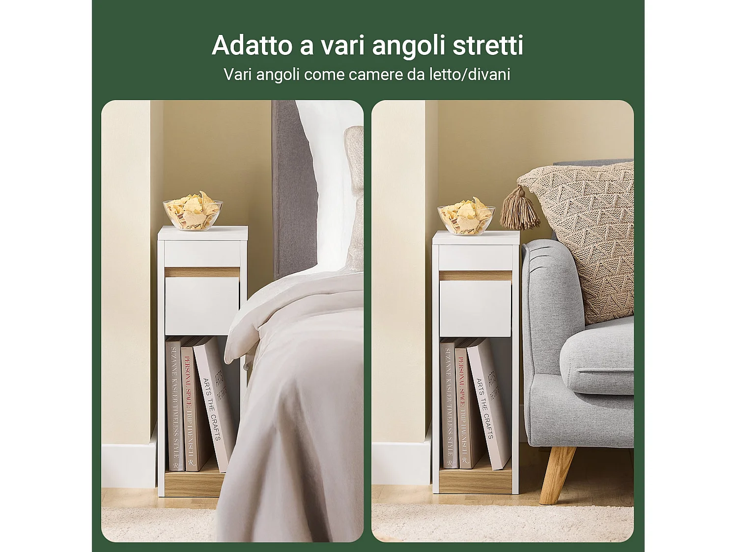 Comodino Moderno SoBuy FBT163-WN com Cassetto e Piano Removível - Branco