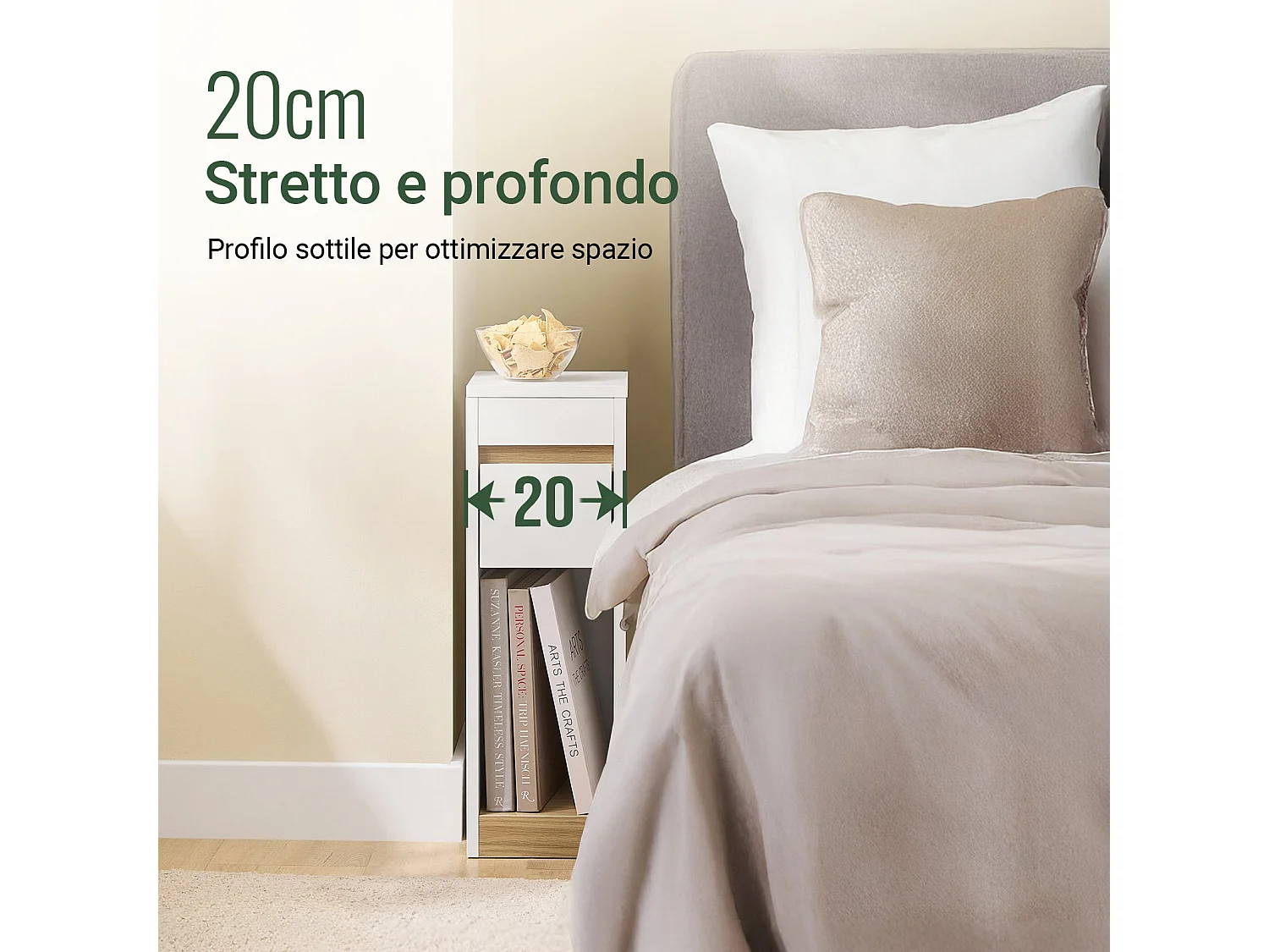 Comodino Moderno SoBuy FBT163-WN com Cassetto e Piano Removível - Branco