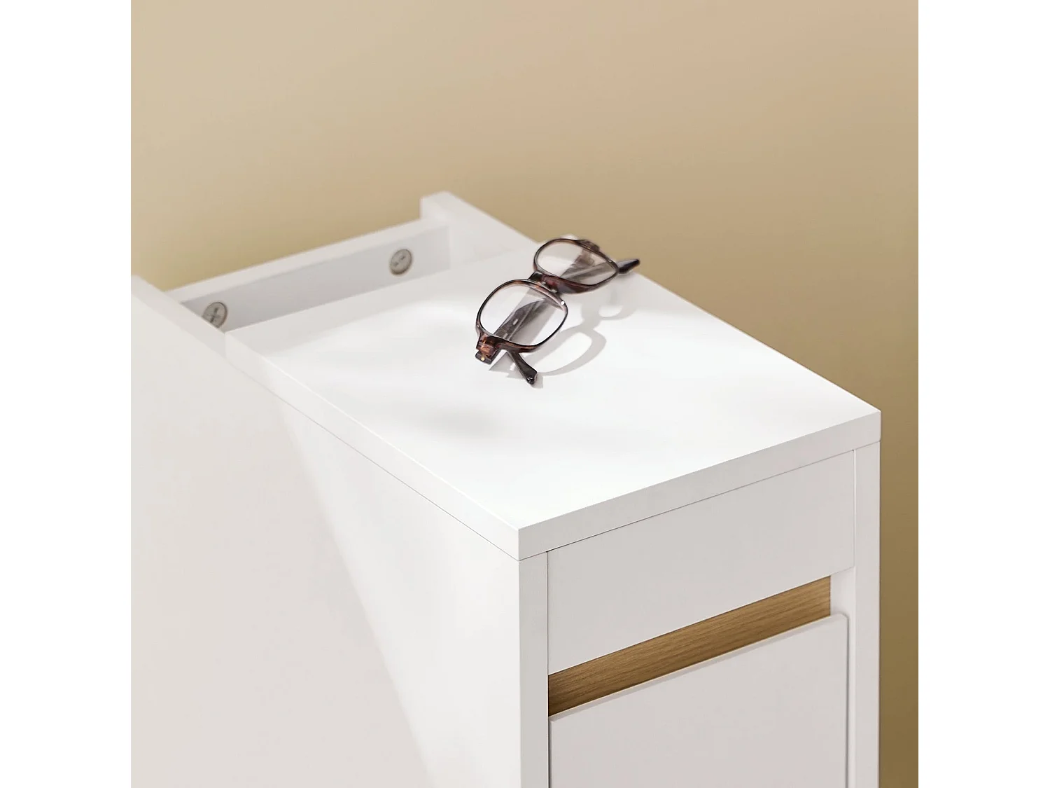 Comodino Moderno SoBuy FBT163-WN com Cassetto e Piano Removível - Branco