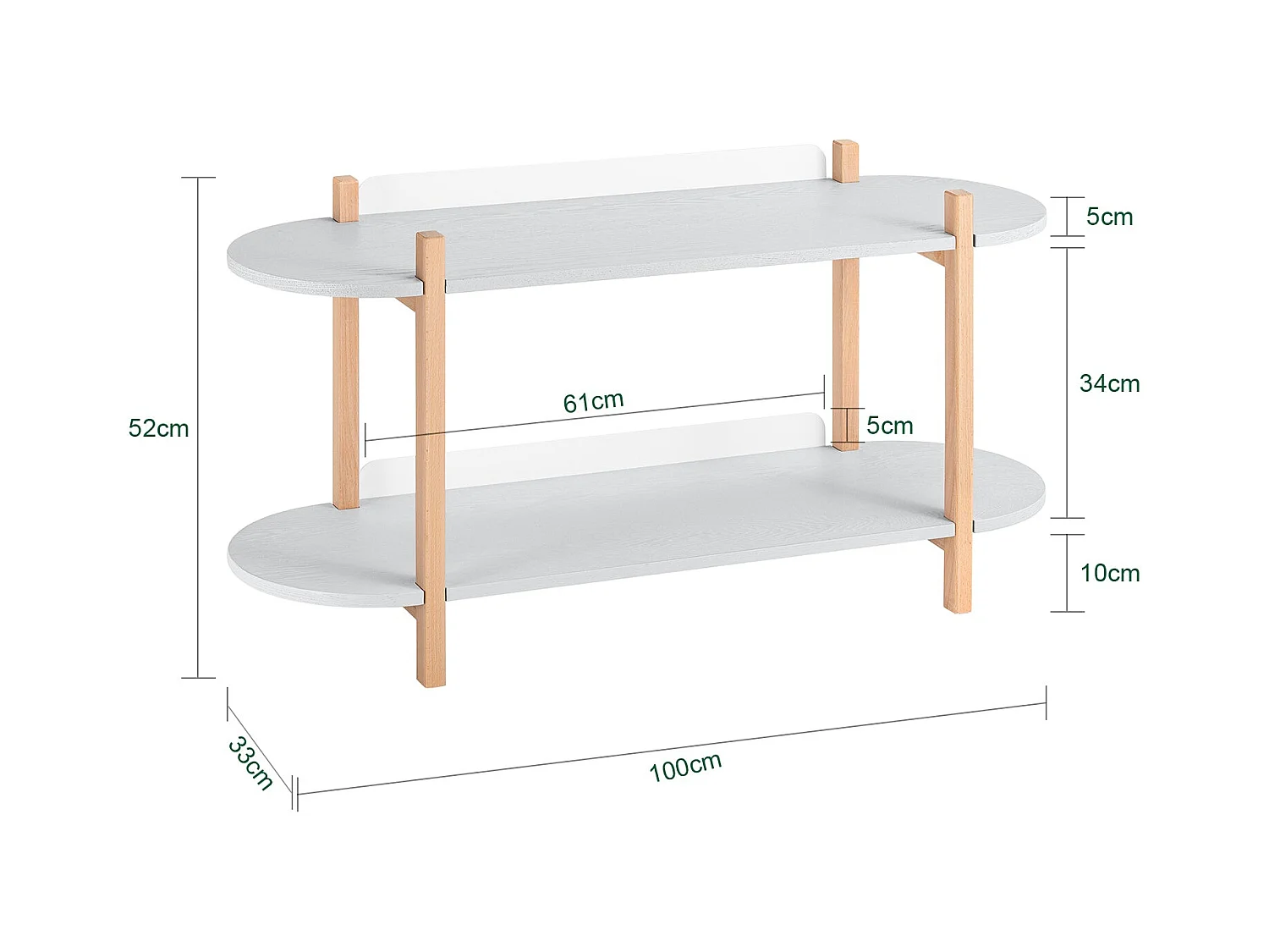 SoBuy HSTR01-HG - Multifunktionales Sideboard mit 2 Ablagen B101cm x B33,5cm x H51,5cm
