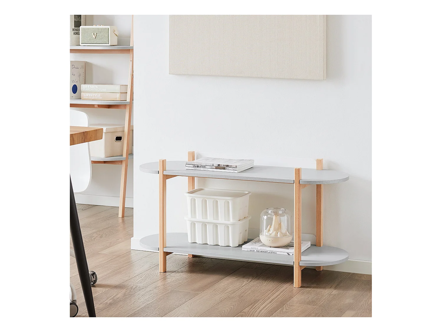 SoBuy HSTR01-HG - Multifunktionales Sideboard mit 2 Ablagen B101cm x B33,5cm x H51,5cm