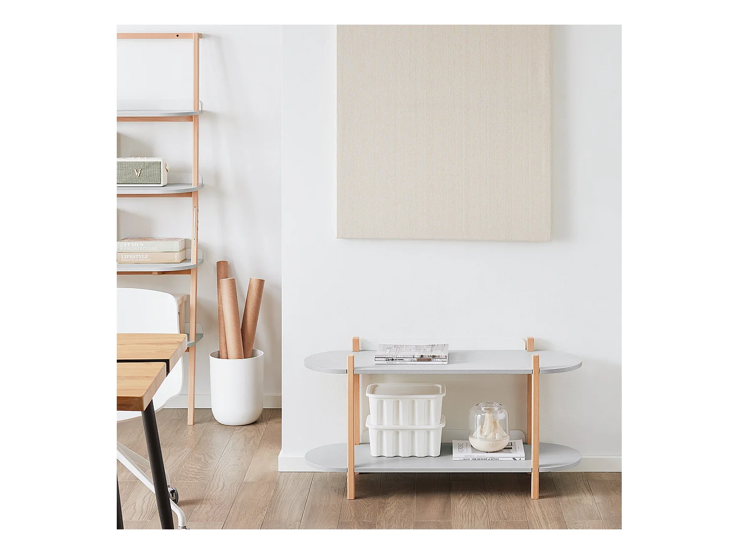 SoBuy HSTR01-HG - Buffet multifonctionnel avec 2 étagères L101cm x L33.5cm x H51.5cm