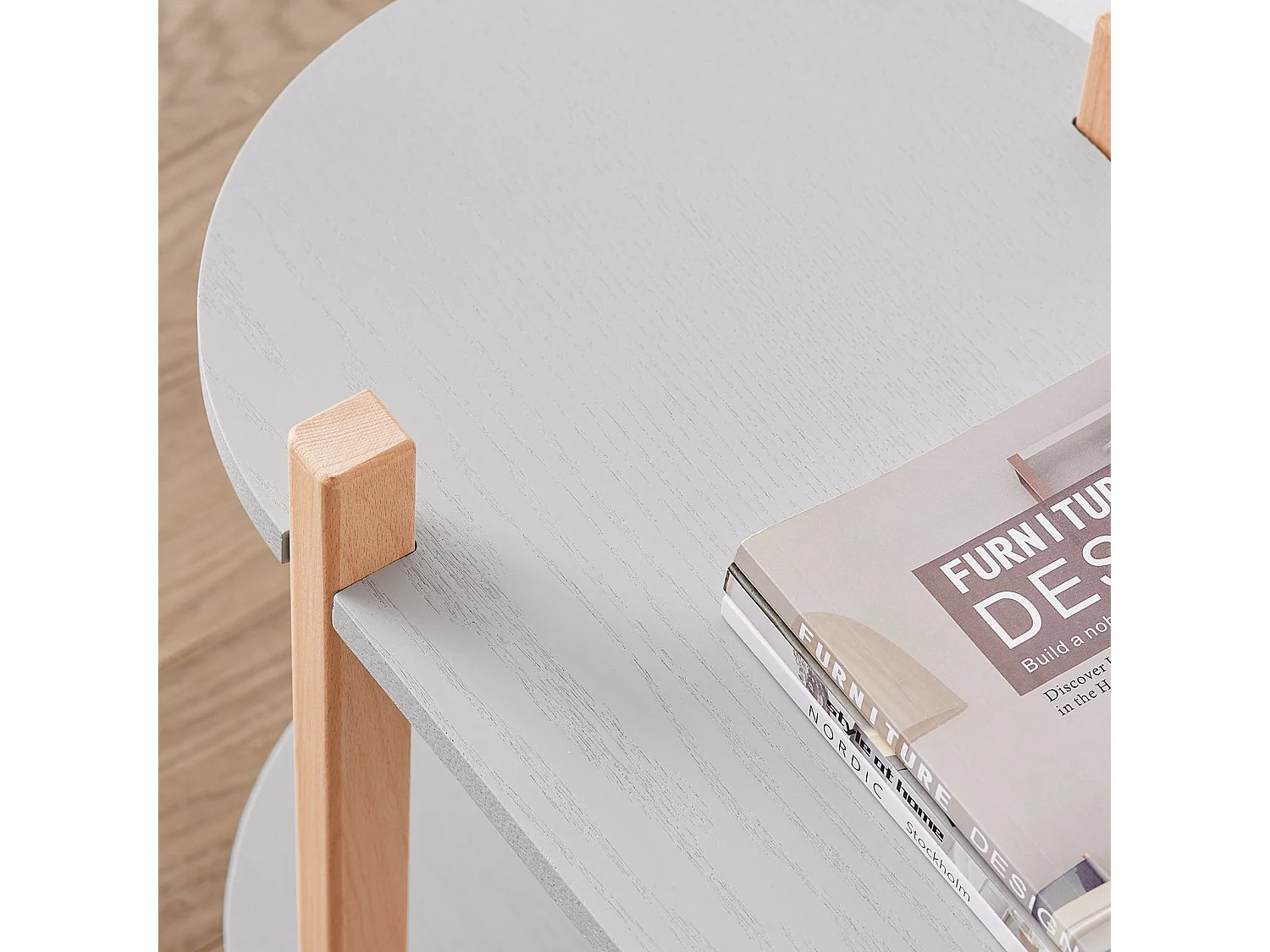 SoBuy, półka drabinowa, drabina dekoracyjna, białe półki do sypialni, HSTR01-HG