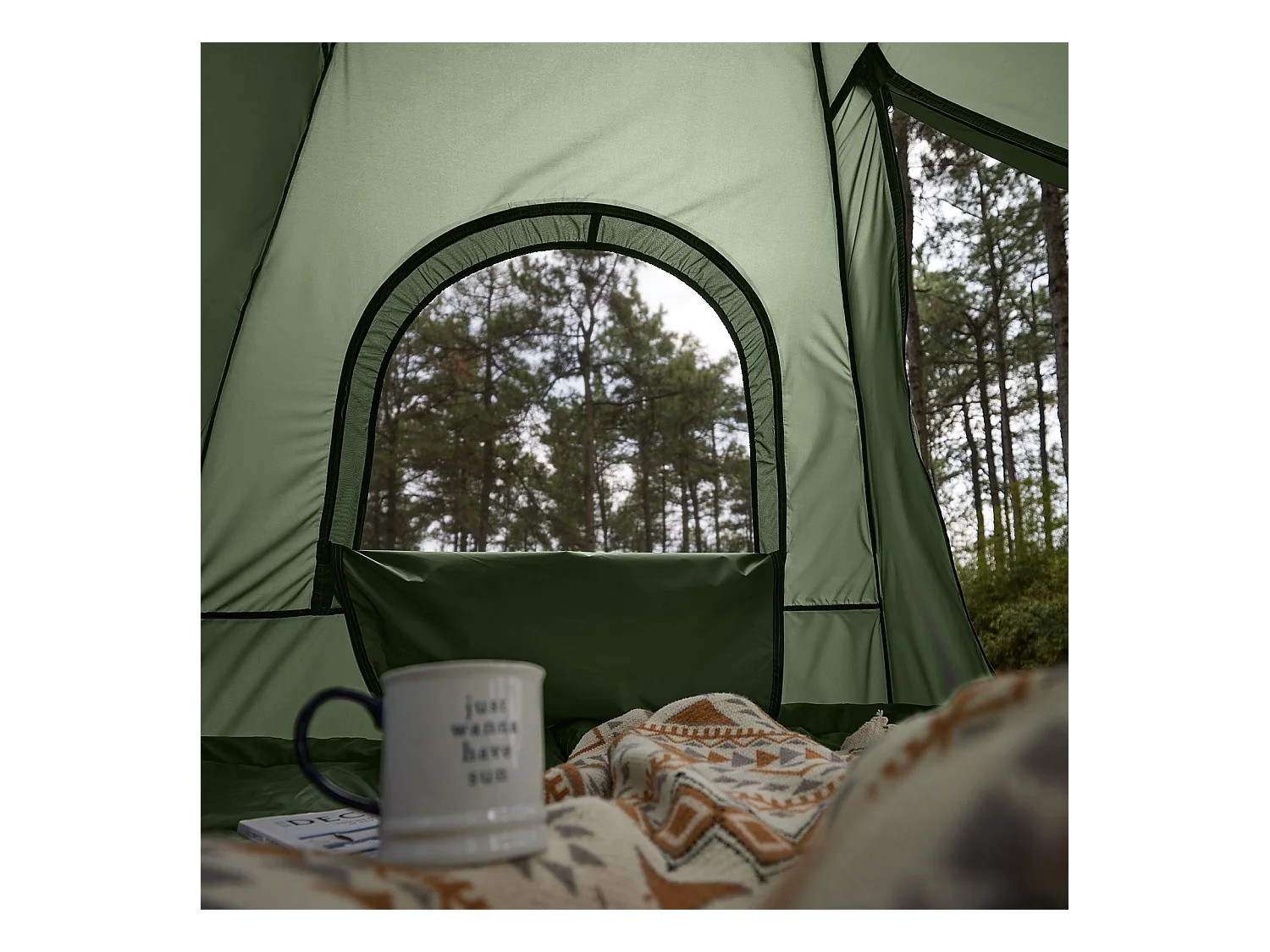 SoBuy Namiot kempingowy dla 2 osób Łóżko piętrowe Namiot 4 w 1 z torbą do przenoszenia Składane łóżeczko kempingowe Praktyczne zielone 193 x 145 x 185 cm OGS61-L-GR