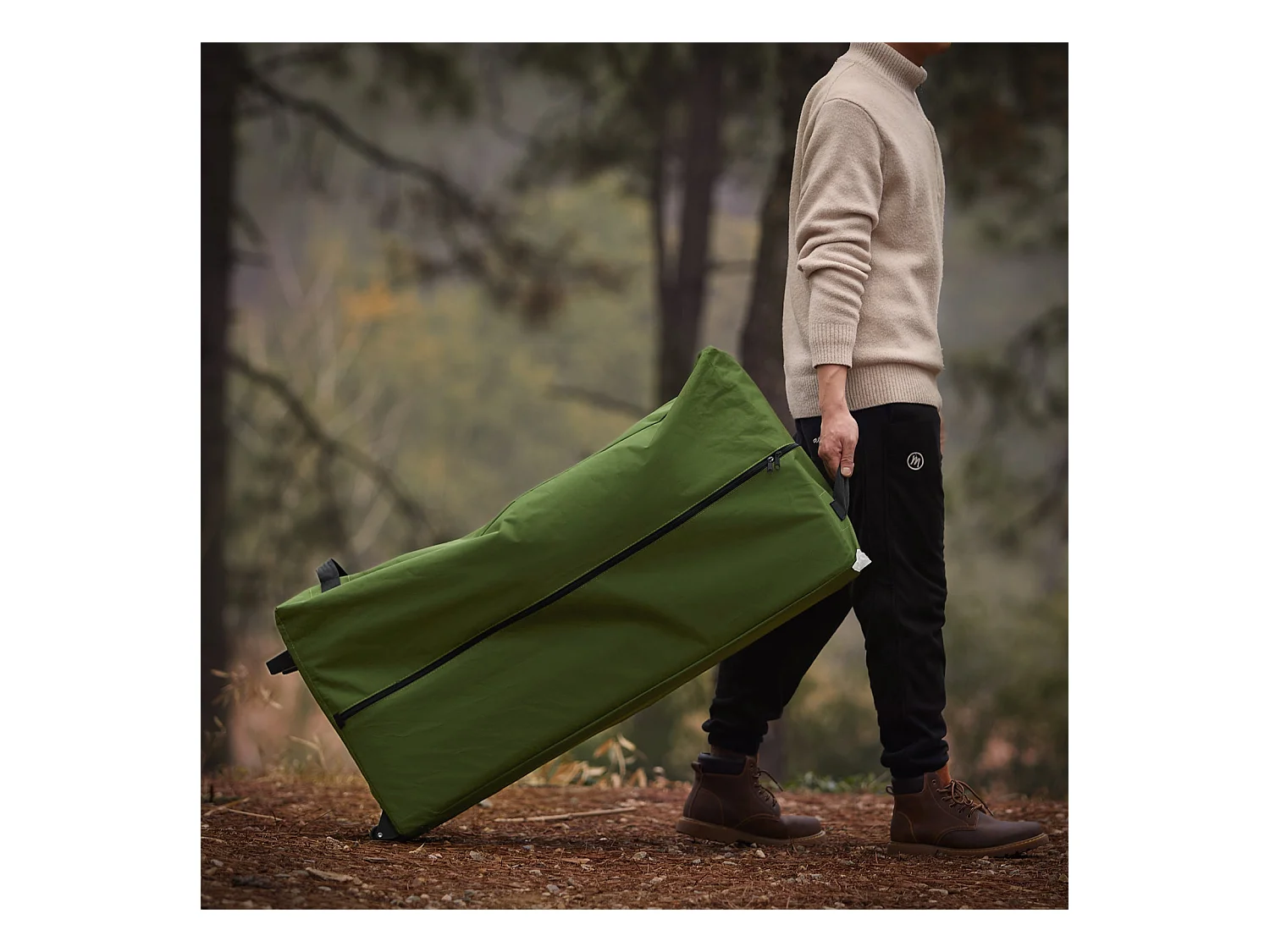 SoBuy Namiot kempingowy dla 2 osób Łóżko piętrowe Namiot 4 w 1 z torbą do przenoszenia Składane łóżeczko kempingowe Praktyczne zielone 193 x 145 x 185 cm OGS61-L-GR