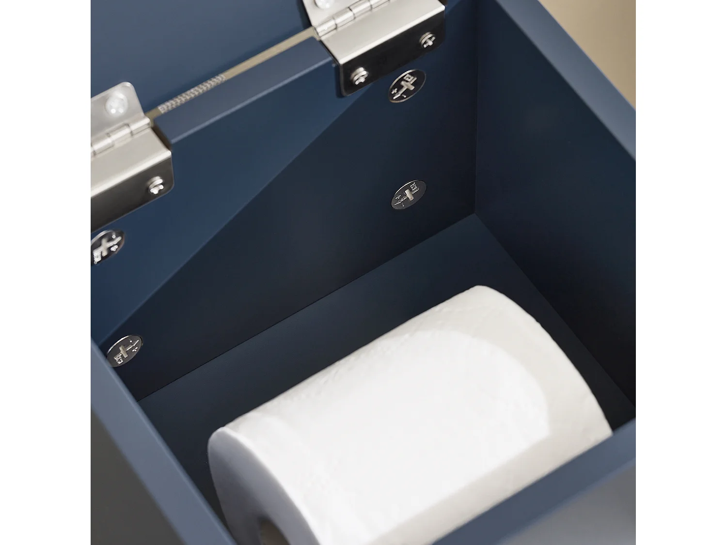 SoBuy BZR192-B - Meuble de salle de bain avec porte-rouleau et compartiment de nettoyage L22cm x L20cm x H82cm